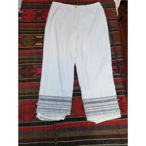Sarah B Studio Womens Mid-Rise Cropped Pants Size 10 Linen Rayon White Lined